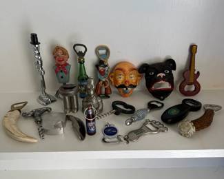 Assorted Vintage Bottle Openers, Brighton Corkscrew, Mr. Snifter, Homer Simpson, Murano And More