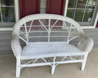 White Wicker Loveseat