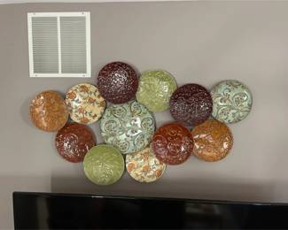 Large Metal Textured Embossed Plates Wall Decor