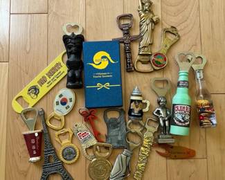 Travel Collectible Bottle Openers 21 Pcs Seagull Pewter Canada, Eiffel Tower, Tiki
