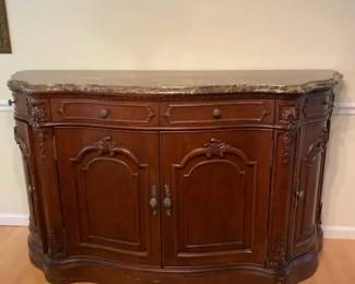 American Drew Marble Top Buffet With Serpentine Front