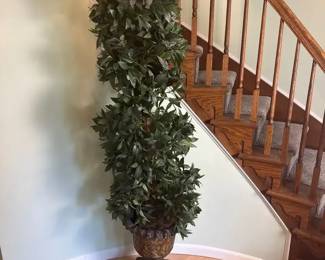 Faux Bronze Flower Pot with Artificial Plant