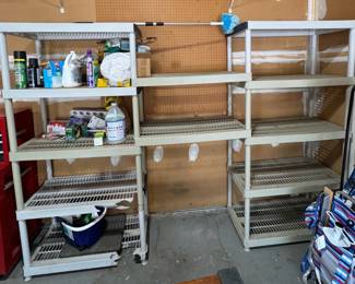 HeavyDuty Plastic Garage Storage Shelving Lot 2 Shelving Units 2 Replacement Shelves