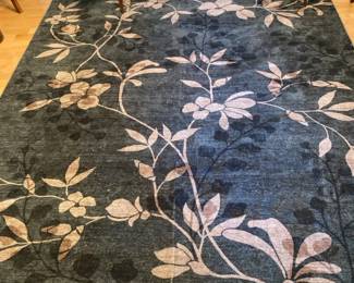 BlueBeige Washable Area Rug 8 X 10, Floral Design