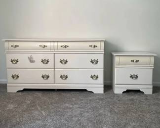 White Solid Wood Dresser And Nightstand