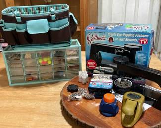 Crafting Lot GeMagic Bedazzler, Paper Punches, Storage Drawers, Craft Storage Bag
