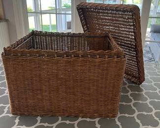 Wicker File Folder Organizer with Lid