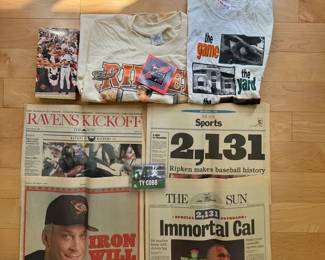 Baltimore Sports Collectibles Ty Cobb Sealed Card, Cal Ripken 2131 Memorabilia, Ravens Sports Page