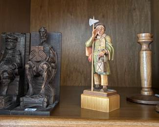 Vintage ANRI wood carved man with lantern