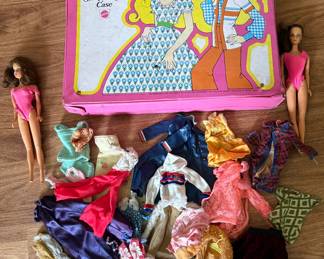 Vintage Barbie’s, clothes, case
