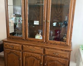 Oak China cabinet 60” wide, 20” deep