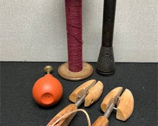 vintage wooden spools, shoe stretchers