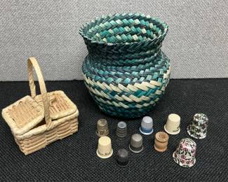 basket, thimbles
