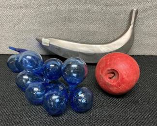 Metal Banana, MCM Glass Grapes and Apple Decor