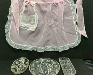 vintage apron and cut glass