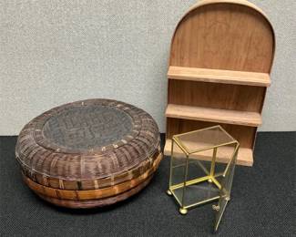 vintage sewing basket, glass case