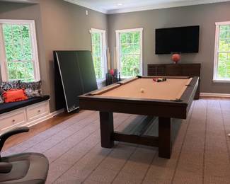 Pool Table, Ping Pong Topper, Cues and Accessories