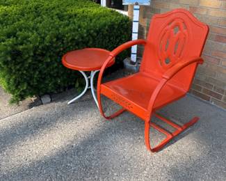 Orange Metal Chair Table