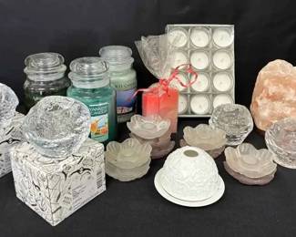 15CT182Kosta Boda Lead Crystal Snowball Candle Holders  Candles