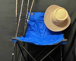 15CT126Sports Chair, Walking Sticks And Golf Hat