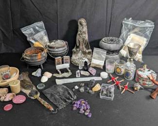 15CT139Selenite Crystal, Black Obsidian, Quartz Tower, Spell Kit, Altar  Ritual Tools