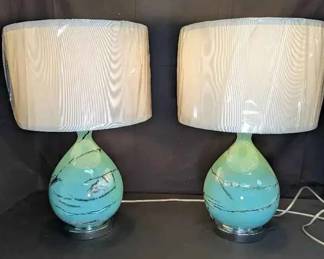 15CT136Turquoise Art Glass Lamps