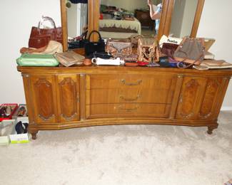 Dresser with triple mirror