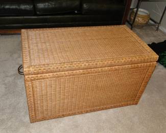 Wicker chest used as coffee table 36x20 1/2x20