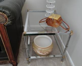 Glass and chrome side table 20x28