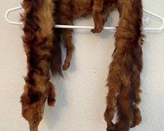 Vintage Mink Fur Stole 36Two Pelts With Heads Tails