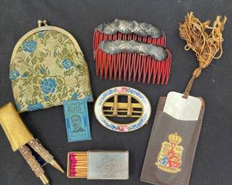 Vintage Filigree Gold Toned Mini Pen Pencil Matches Coin Purse More