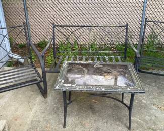 Metal Patio Furniture with Glass Top Table