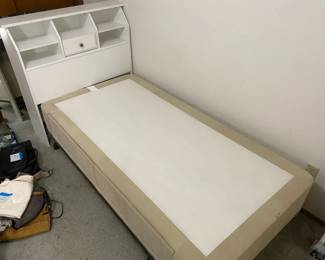 Twin StoAWay Storage Box with Rolling Bed Frame and Shelving