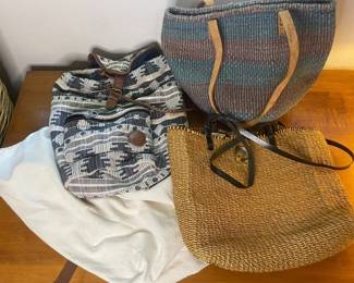 Roxy Backpack with Woven Purses and Large Cloth Bag