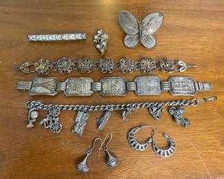 Vintage Silvertone Jewelry with Patina