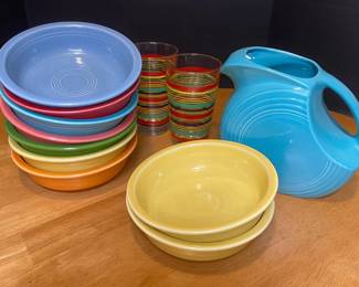 Fiestaware Pitcher Glasses and Bowls
