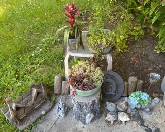 Outdoor Decor including Dolphin Wind Chimes Potted Succulents Turtles and More