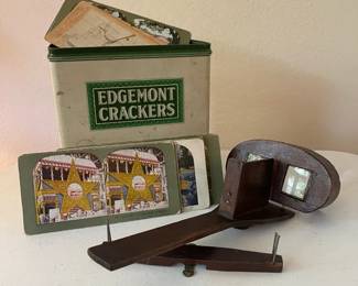 Antique Wooden Steoscope Viewer Vintage Stereoscope Cards