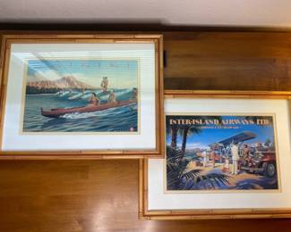 Framed Hawaii Travel Advertisement Prints