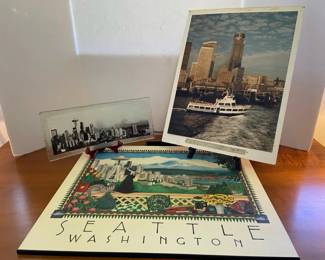 Seattle Scene Art Decor Mixed Materials Wood Print Glass