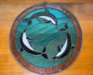 Dolphin Circular Stained Glass