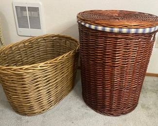 Two Large Wicker Baskets for Hamper or Storage