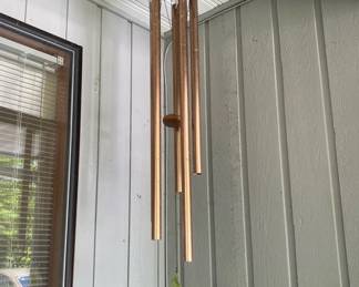Long Metal Wind Chime with Glass Leaf Accent