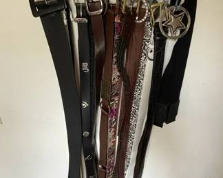 Assortment Of Leather Cloth Belts In Different Sizes Ladies
