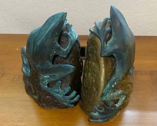 Solid Brass Frog Book Ends