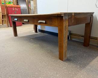 Antique Tiger Oak Library Table