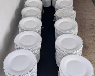 white Studio Platinum dinner plates(350), salad plates(350)