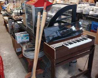 Magnus electronic chord organ, Pizza pans, food display case, food warming case, large stir paddles