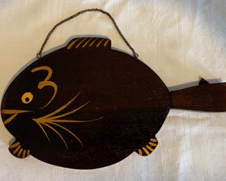MCM Fred Roberts Japan Folk Art Cutting Board w/ Tail Knife 