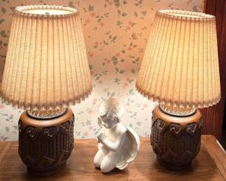 Pair of MCM Brutalist Southwestern Southwest HEAVY Lamps